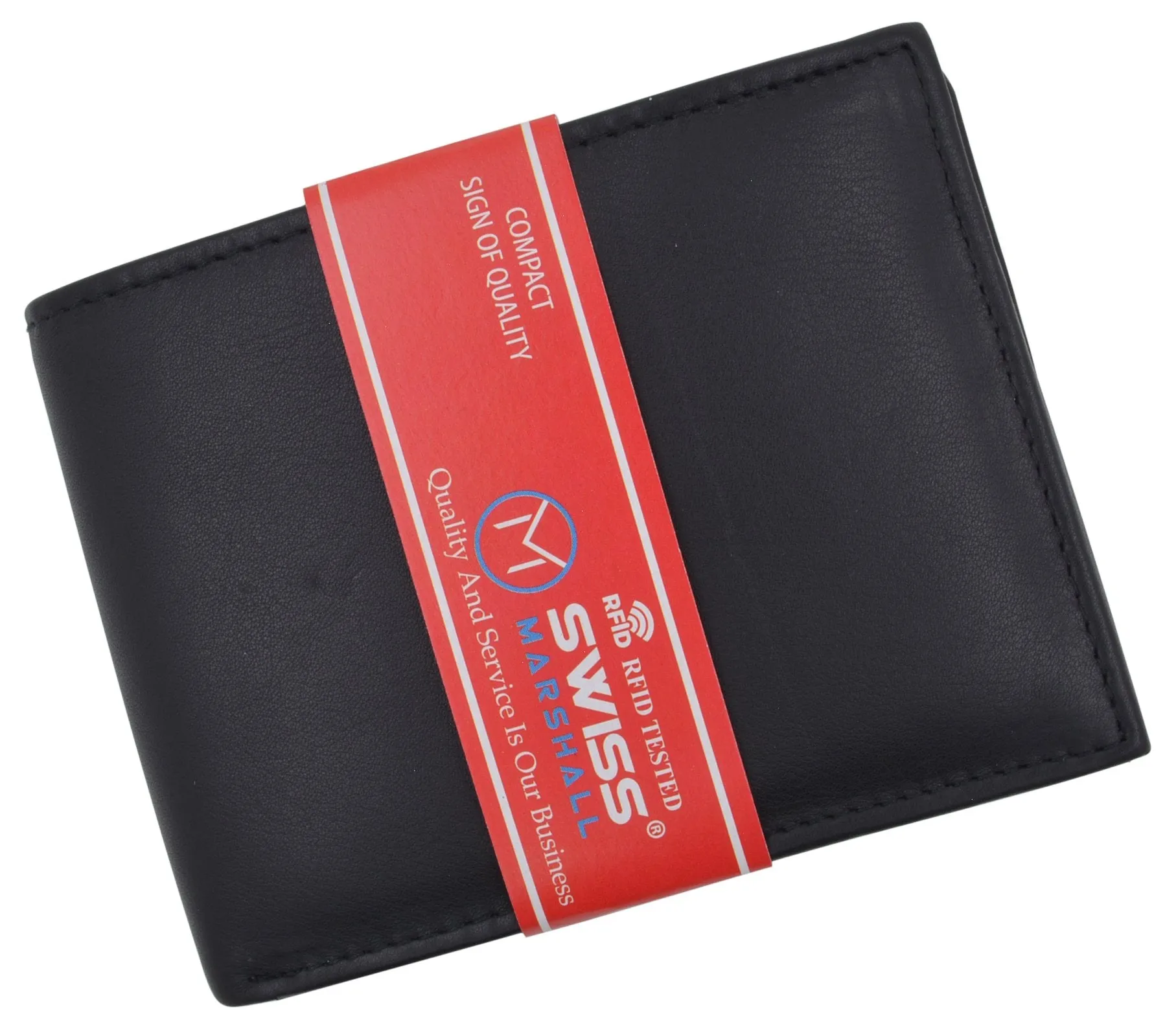 RFID Mens Soft Leather Black Bifold Wallet With Removable Multi-Card ID Holder RFIDCN589