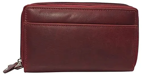 RFID624575HU RFID Blocking Cellphone Wallet for Women Dual Zipper Long Purse with Removable Checkbook Holder