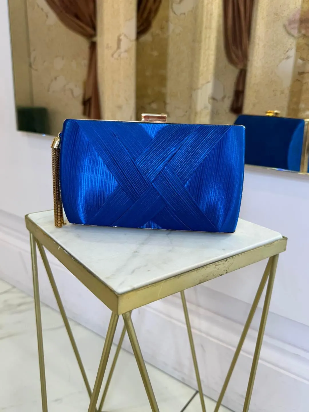 Royal Blue & Gold Clutch Bag