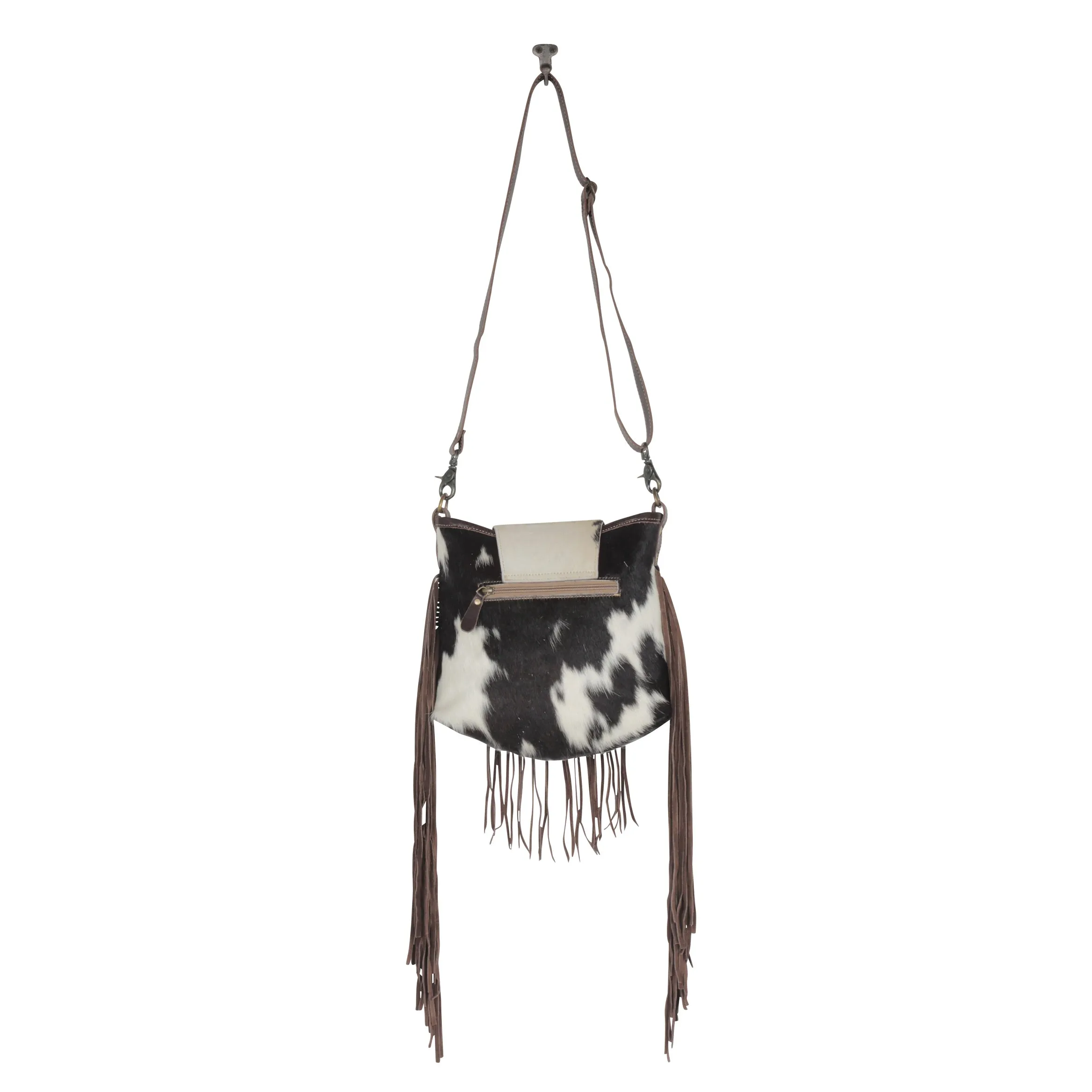 Russet Fringe Leather & Hairon Bag