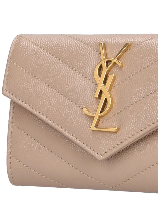 Saint Laurent   Small Cassandre leather envelope wallet 