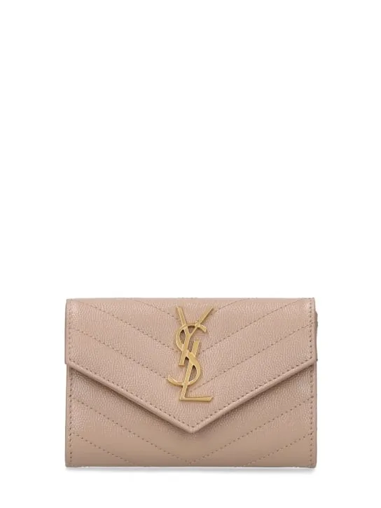 Saint Laurent   Small Cassandre leather envelope wallet 