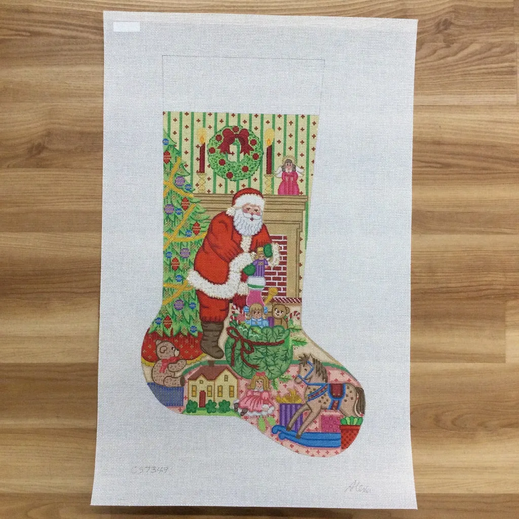 Santa Pulling Toys from Bag Girl Stocking 7349