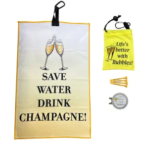 Save Water Drink Champagne (Bubbles) Waffle Golf Par 3