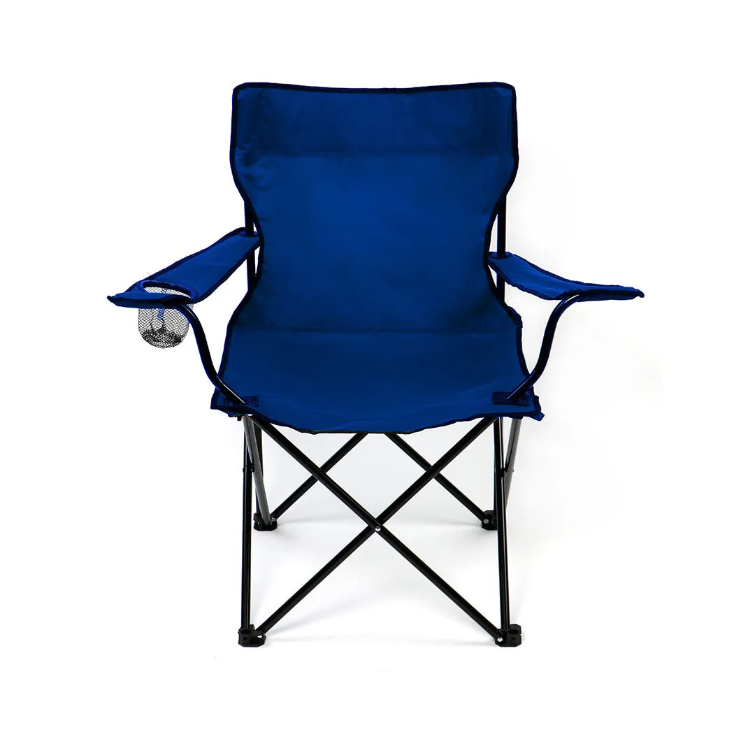 Set of 2 Folding Camping Chairs Arm Foldable Portable Outdoor Fishing Picnic Chair Blue