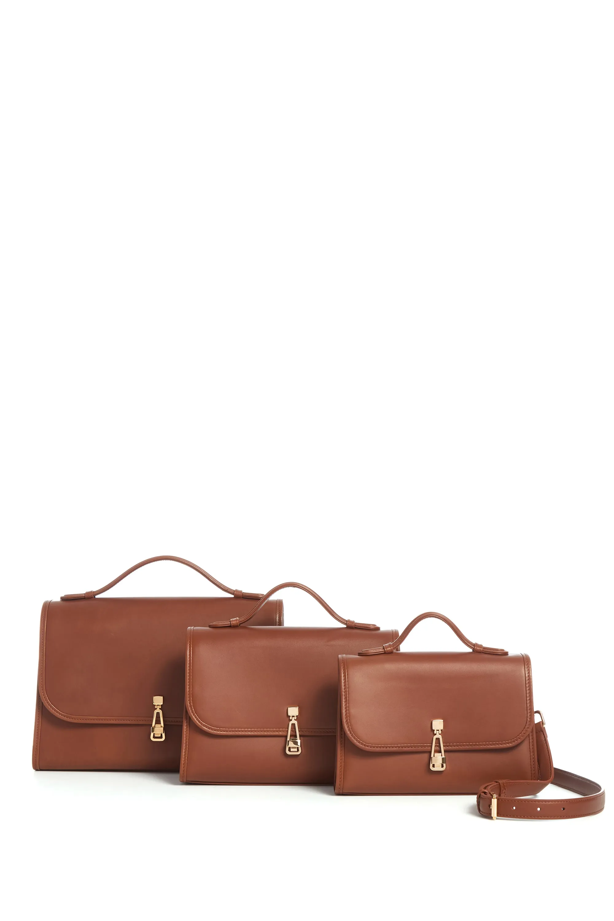 Small Leonora Flap Bag in Cognac Leather