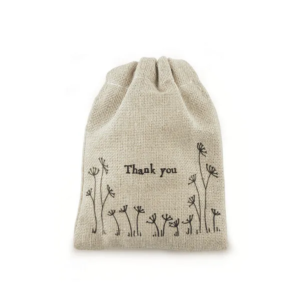 Small Rustic Drawstring Bag - Thank You