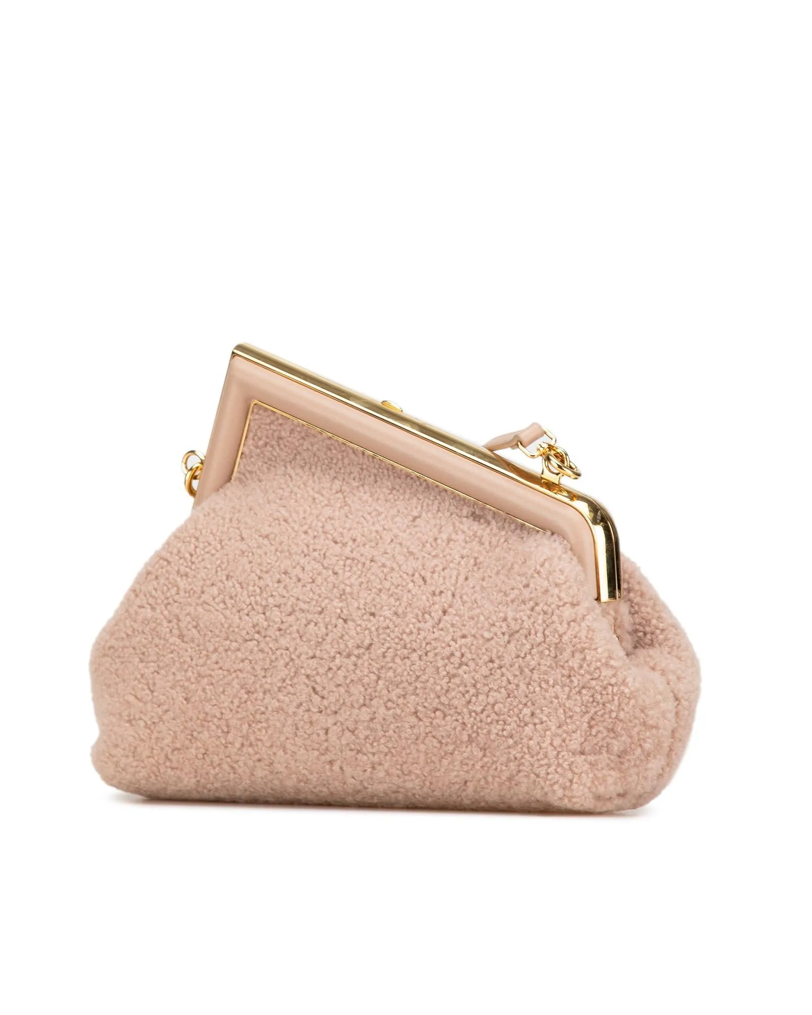 Small Shearling Crossbody Bag with Gold-Tone Hardware