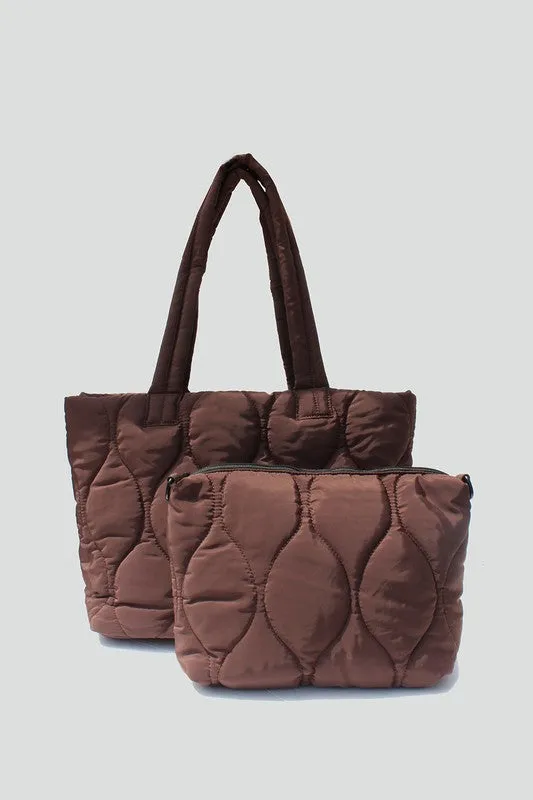 STREET LEVEL QUILTED HOURGLASS TOTE