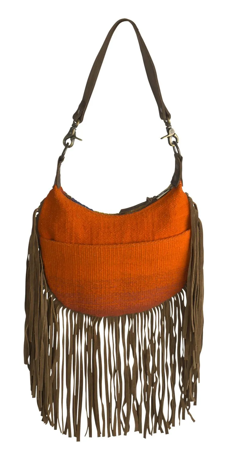 STS Crimson Sun Nellie Western Fringe Leather Trim Purse