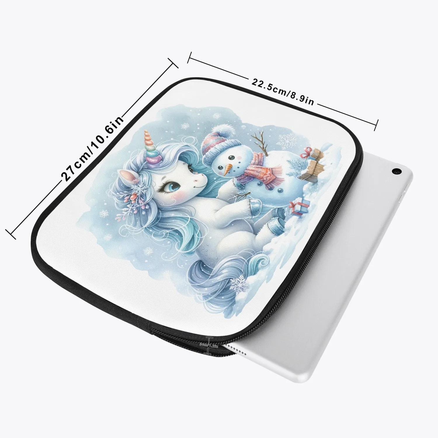 Tablet Sleeve - Christmas - Unicorn with Snowman awd-519