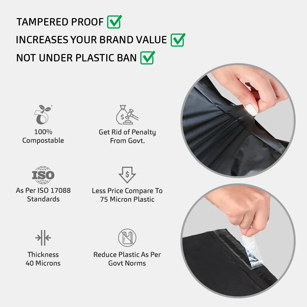 Tamper Proof Compostable Courier Bags With Sealking(8"x 8" 2")- [Pack of 200]