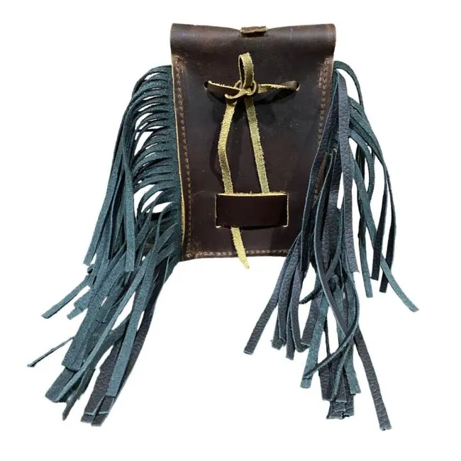 Teal Acid Wash Cowhide Rear Cinch Bag