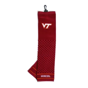 Team Golf NCAA Virginia Tech Hokies Embroidered Golf Towel Embroidered Golf Towel, Checkered Scrubber Design, Embroidered Logo