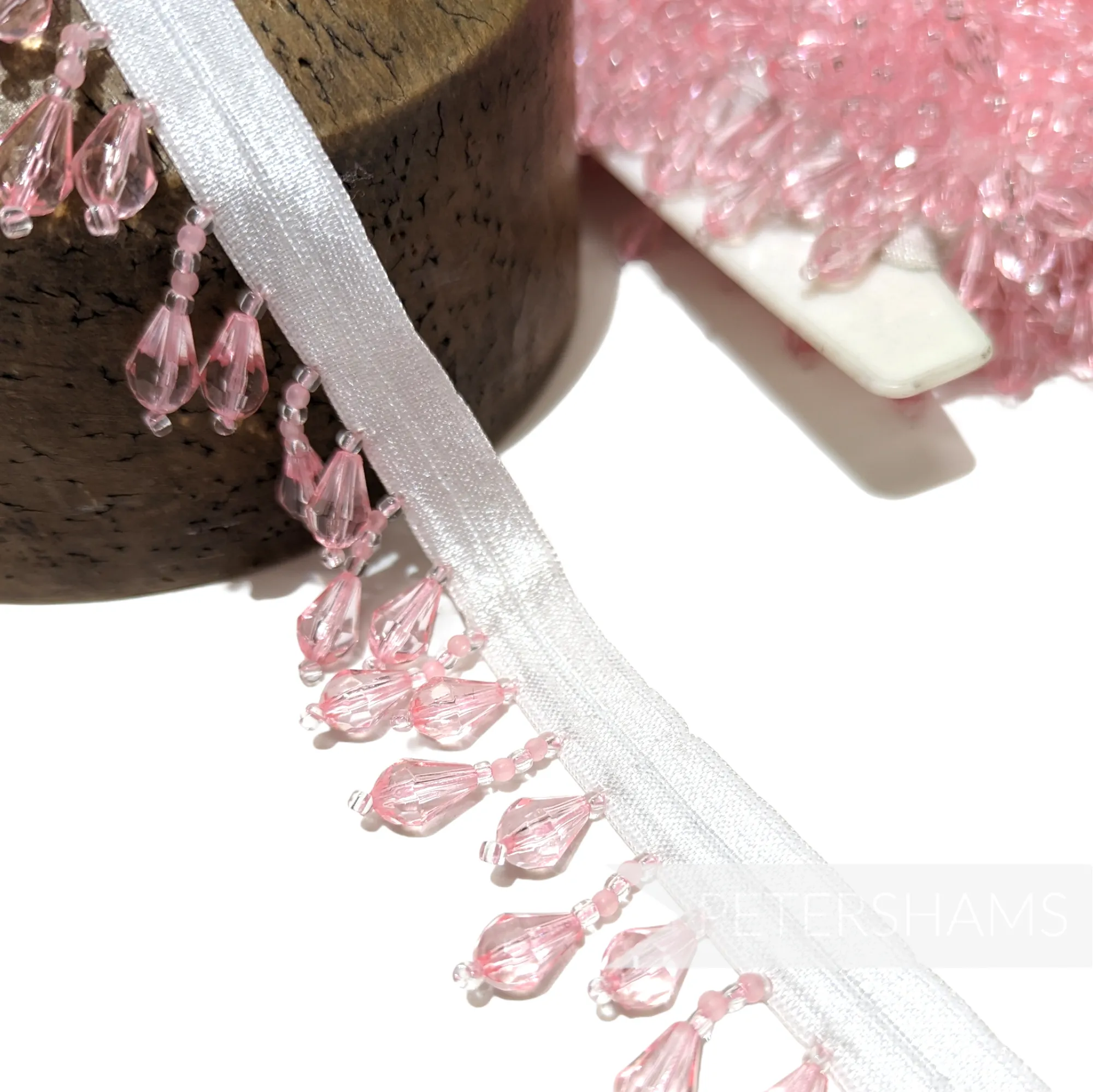 Teardrop Beaded Fringe on Elasticated Tape - 1m