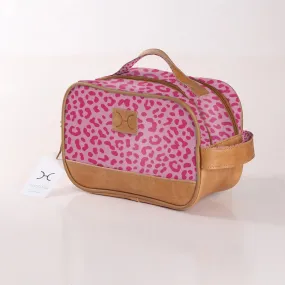 Thandana Laminated Fabric Vanity Bag | Cheetah Pink