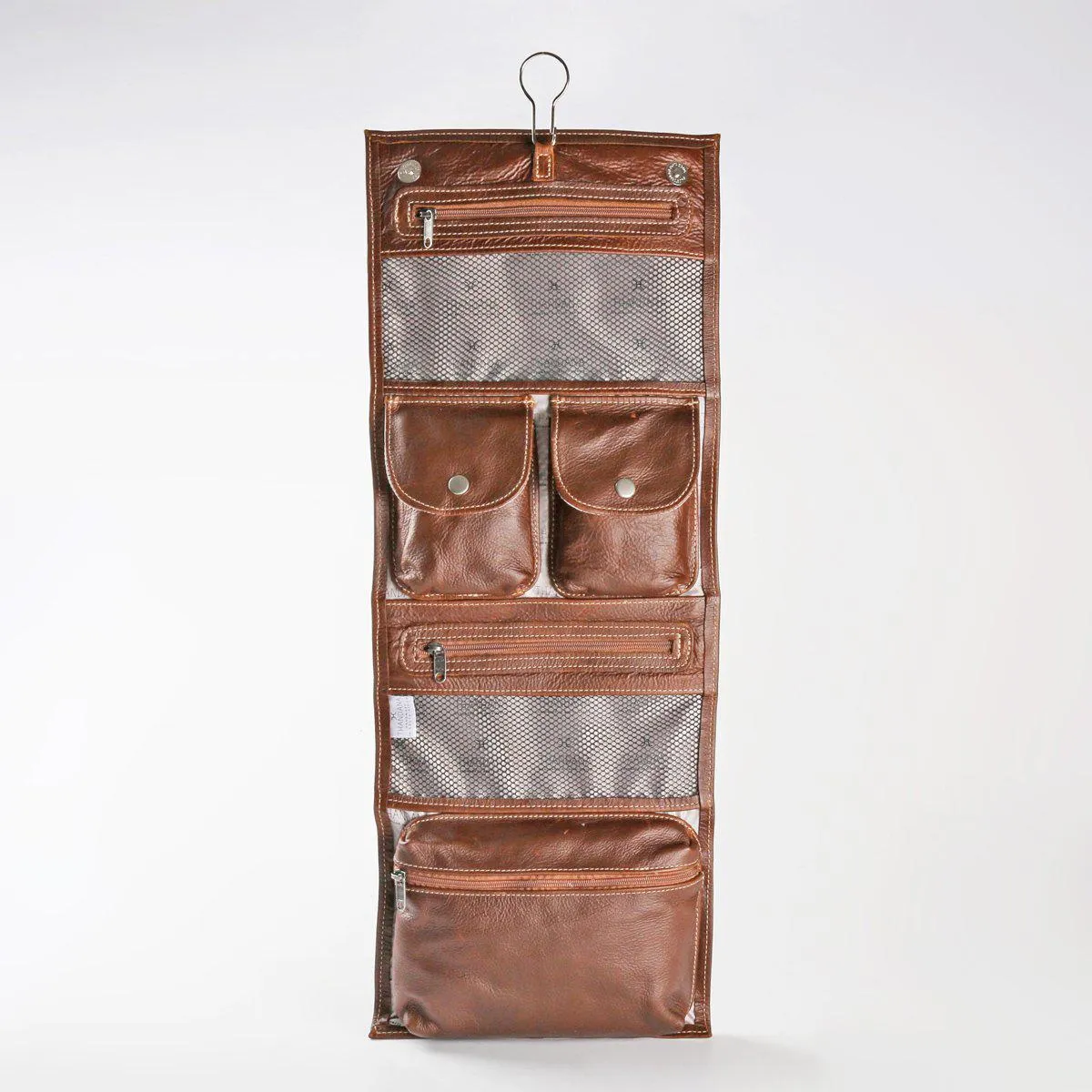 Thandana Roll Up Leather Toiletry Bag With Hook | Tobacco