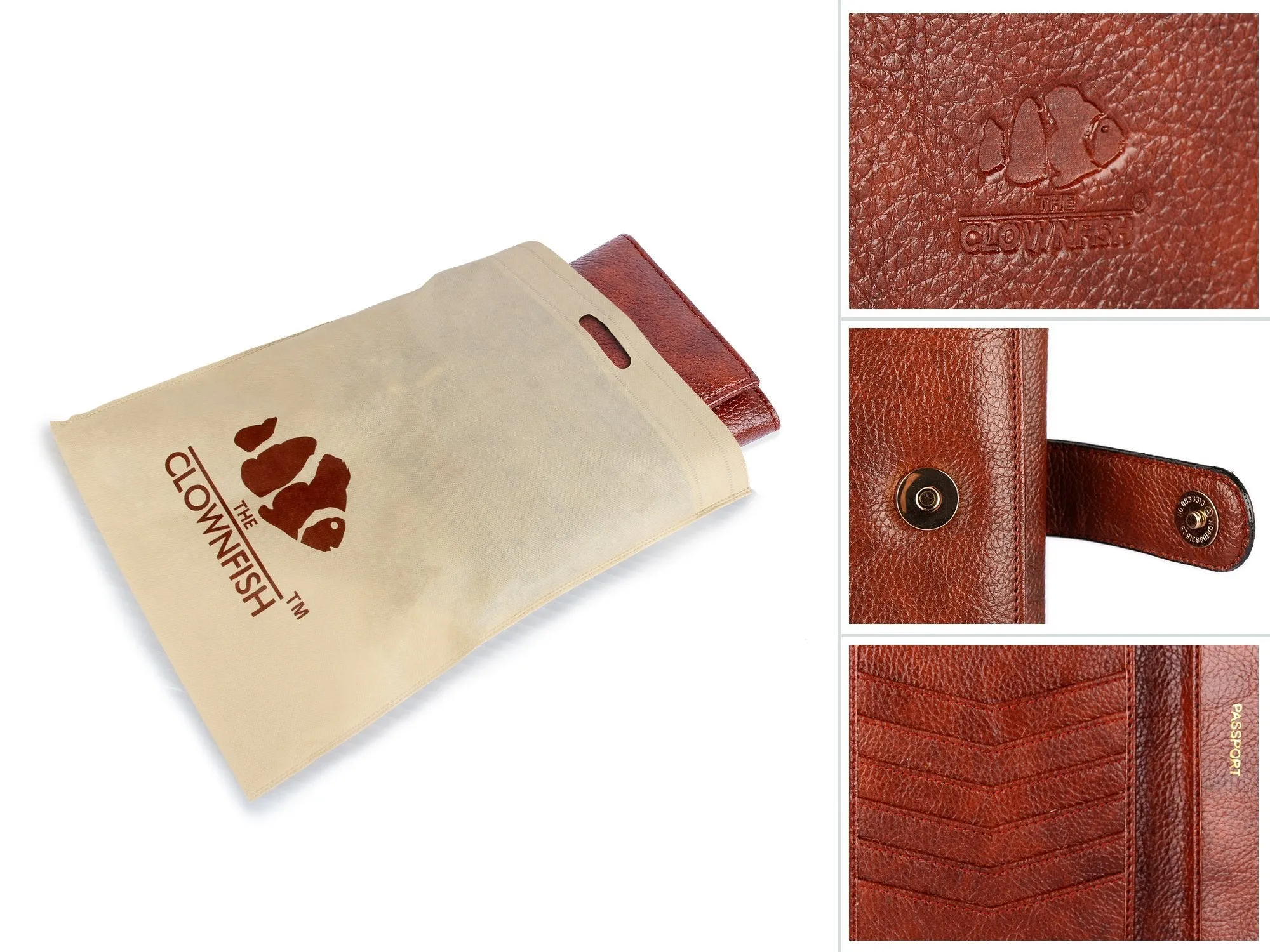 THE CLOWNFISH Tan Passport Wallet (TCFTWLFL-ABTN1)