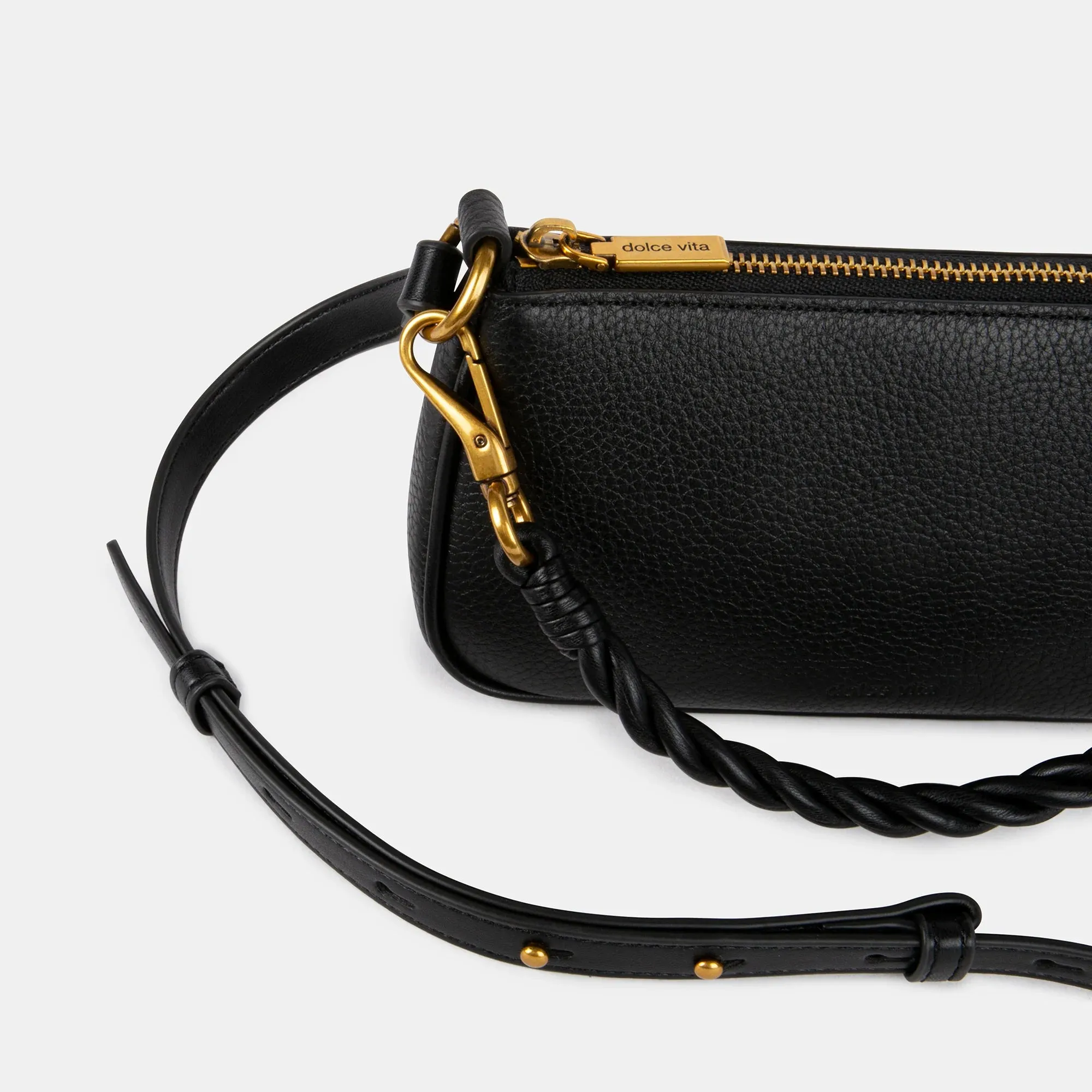 The Laura Top Handle Bag by Dolce Vita - Black Leather