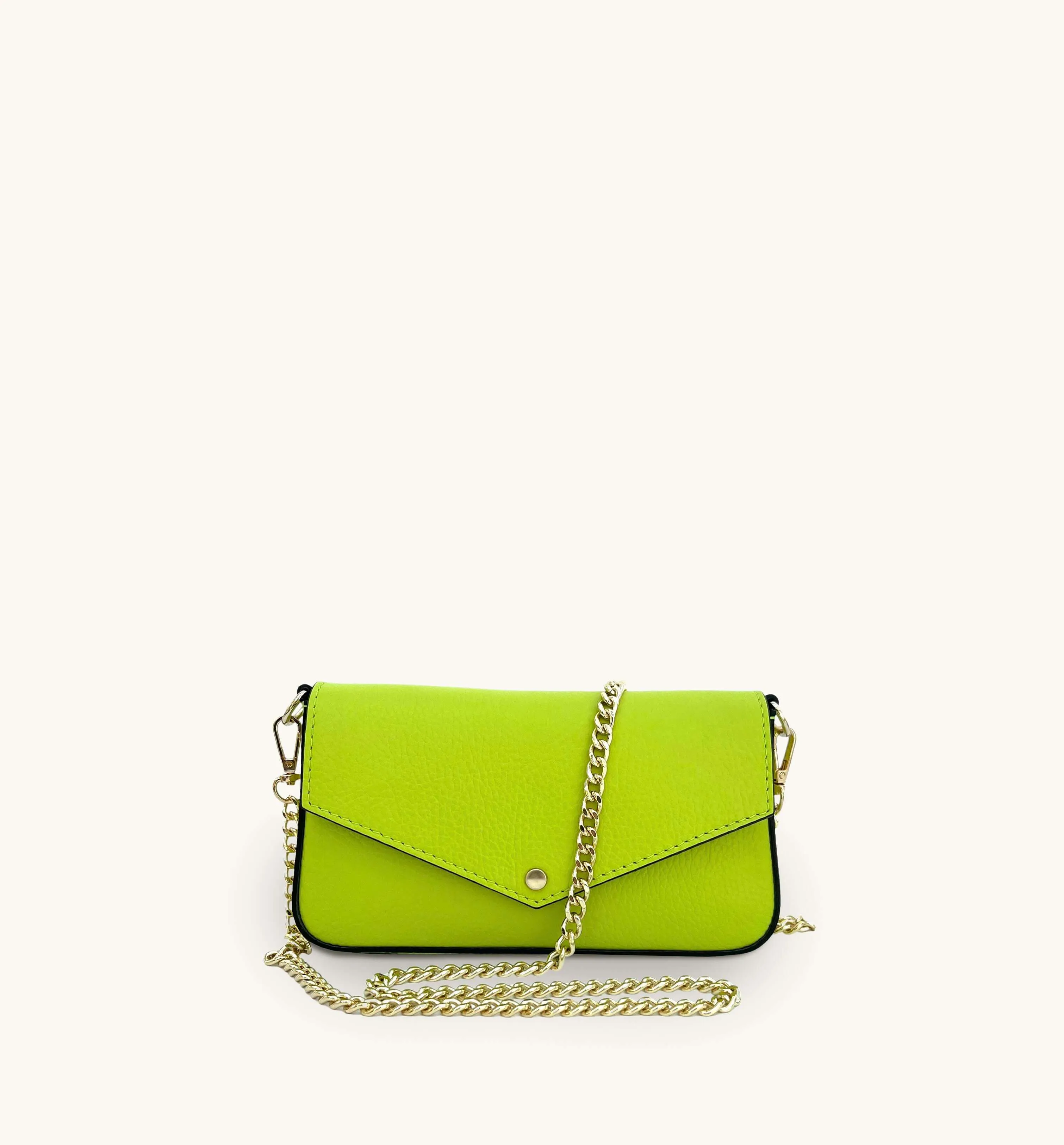 The Munro Lime Green Leather Shoulder Bag