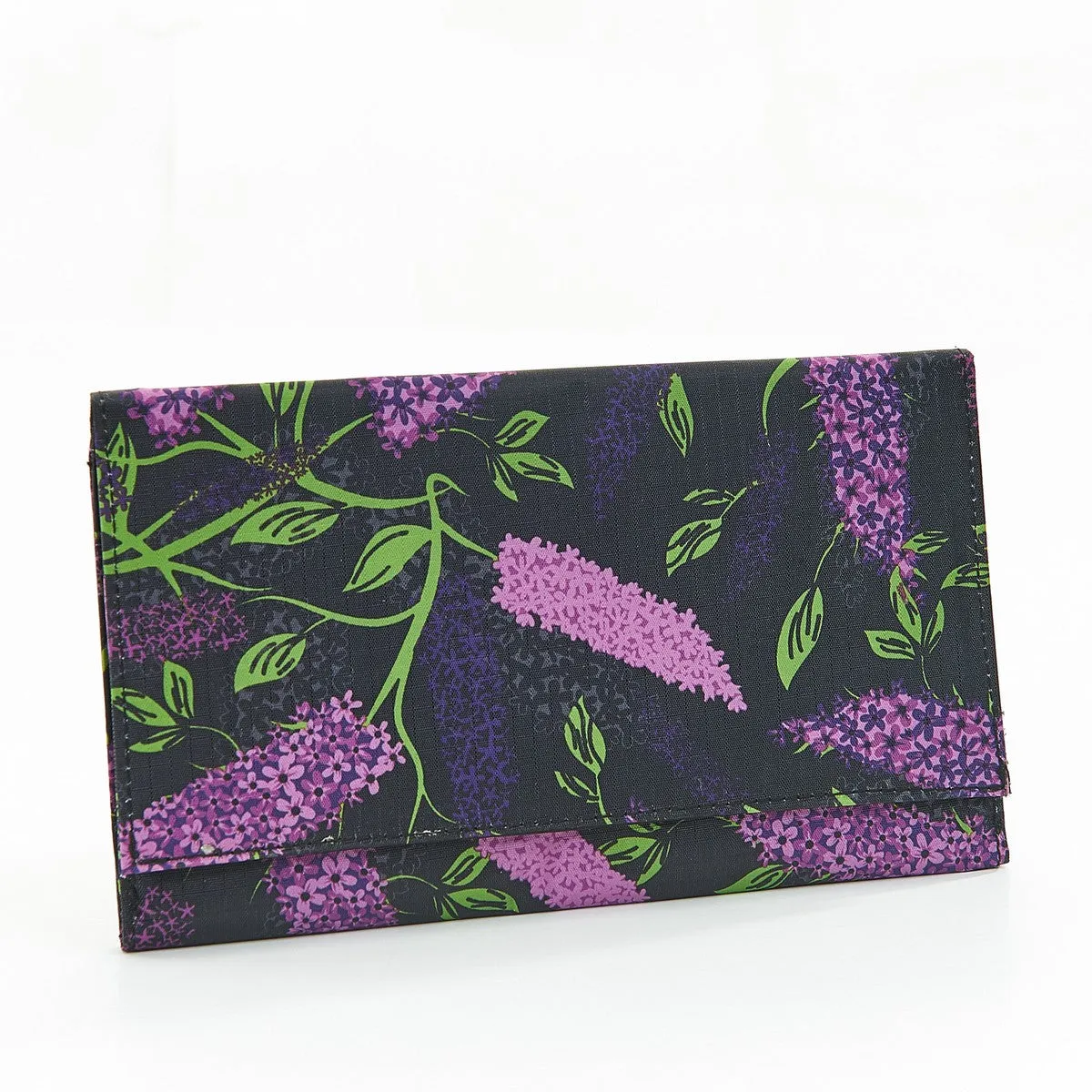 Travel Document Wallet by Eco Chic Waterproof & Durable Fabric Buddleia Design - Black