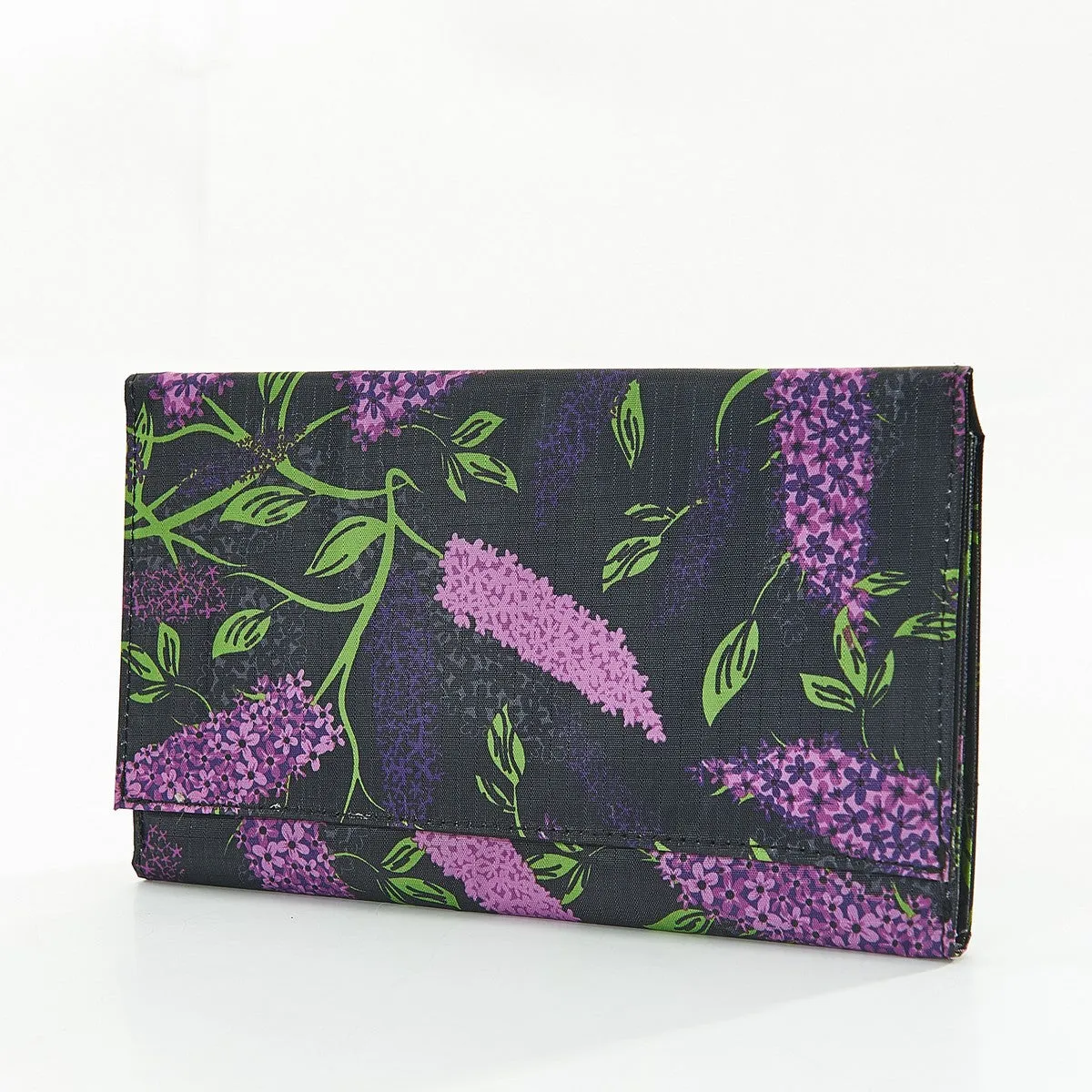 Travel Document Wallet by Eco Chic Waterproof & Durable Fabric Buddleia Design - Black