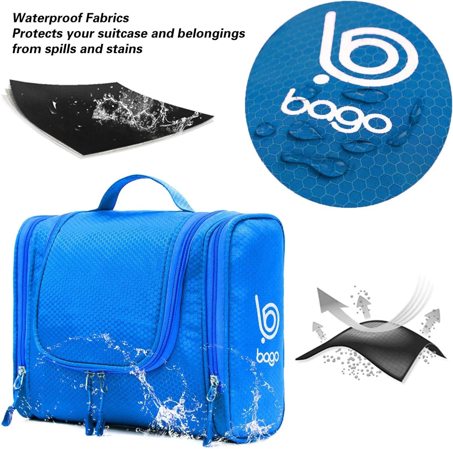 Travel Toiletry Bag for Women and Men X-Large Waterproof Hanging Large Toiletry Bag for Bathroom and Travel Bag for Toiletries Organizer -Travel Makeup Bag (Blue)