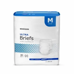 Unisex Adult Incontinence Brief McKesson Ultra Tab Closure Medium Disposable Heavy Absorbency Count of 1 By McKesson