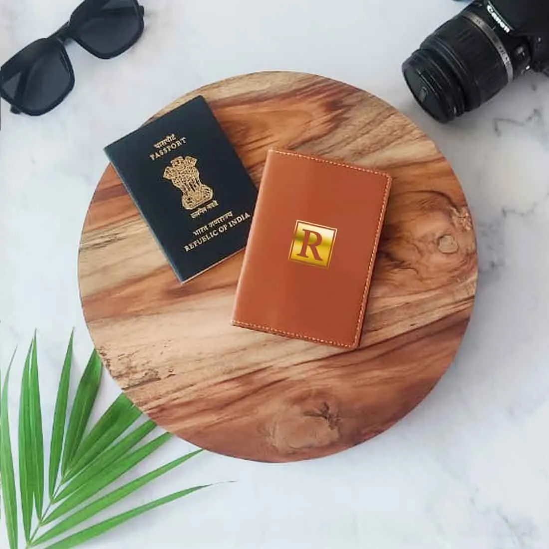 Vegan Leather Personalised Passport Cover for Men & Women - Monogram