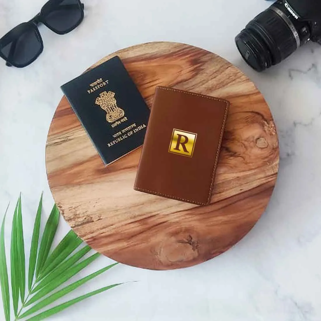 Vegan Leather Personalised Passport Cover for Men & Women - Monogram