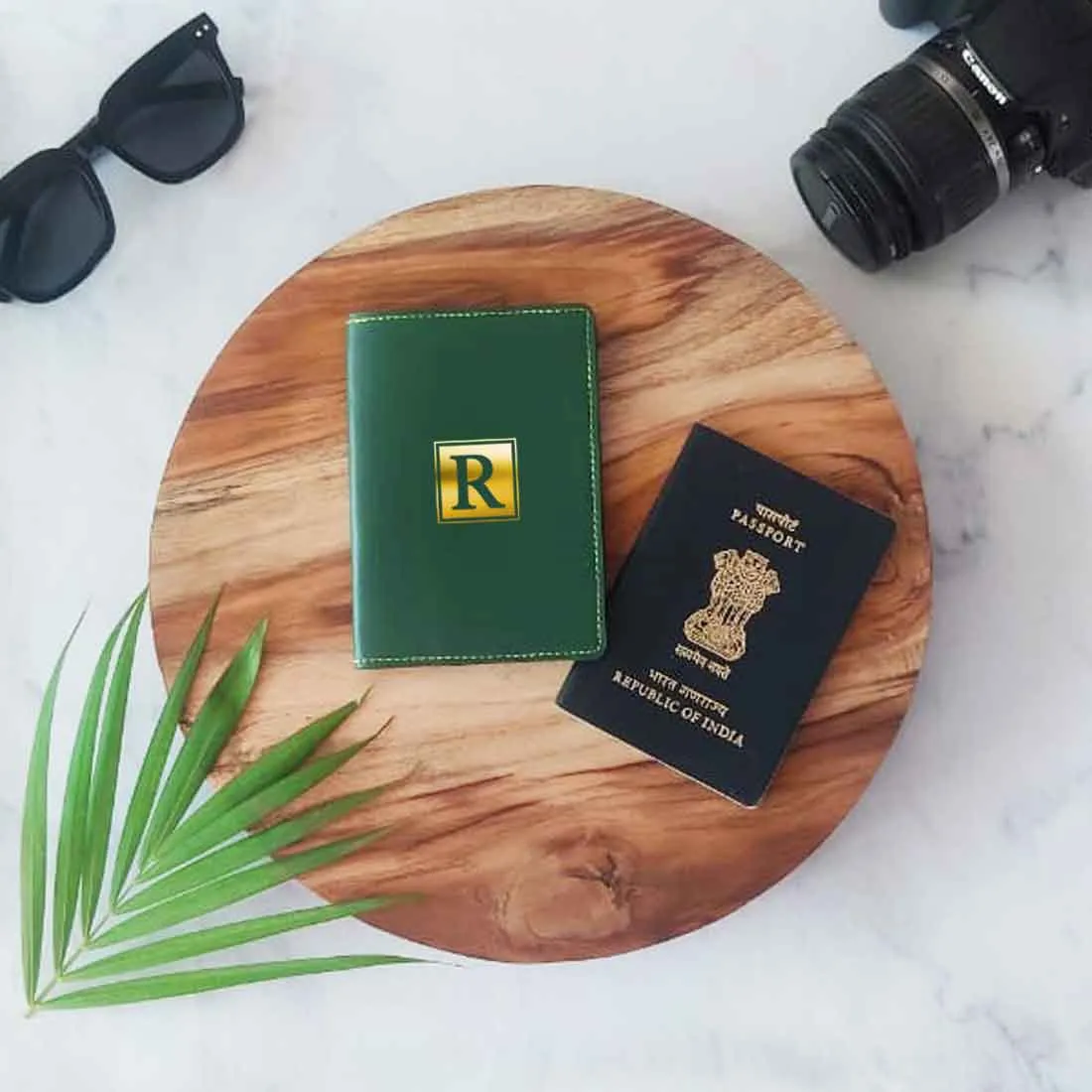 Vegan Leather Personalised Passport Cover for Men & Women - Monogram