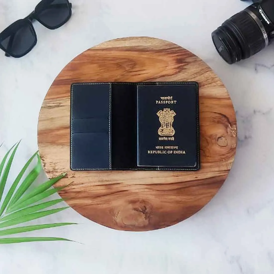 Vegan Leather Personalised Passport Cover for Men & Women - Monogram