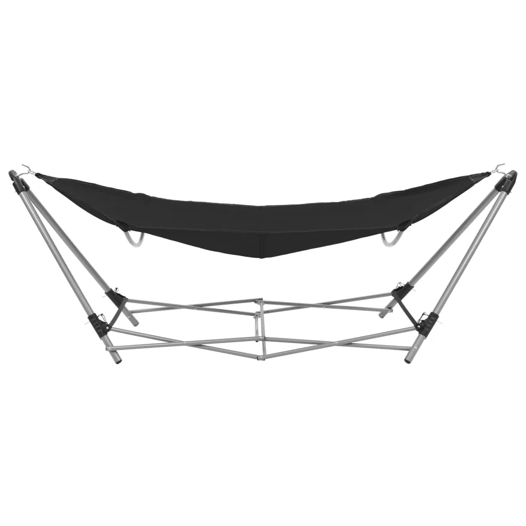 vidaXL Hammock with Foldable Stand Black