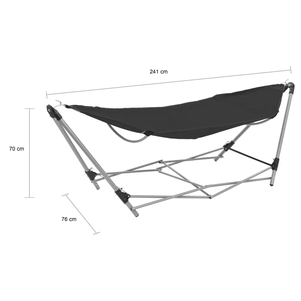 vidaXL Hammock with Foldable Stand Black