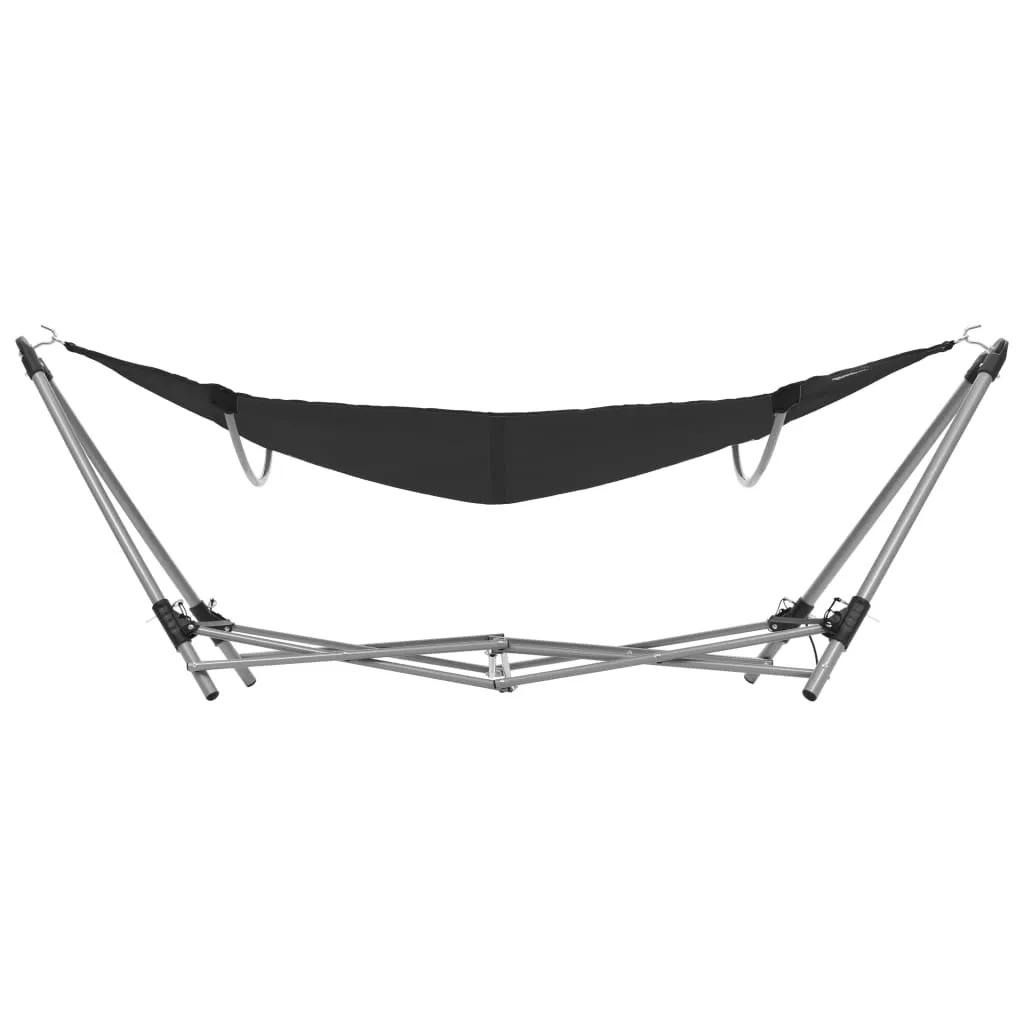 vidaXL Hammock with Foldable Stand Black