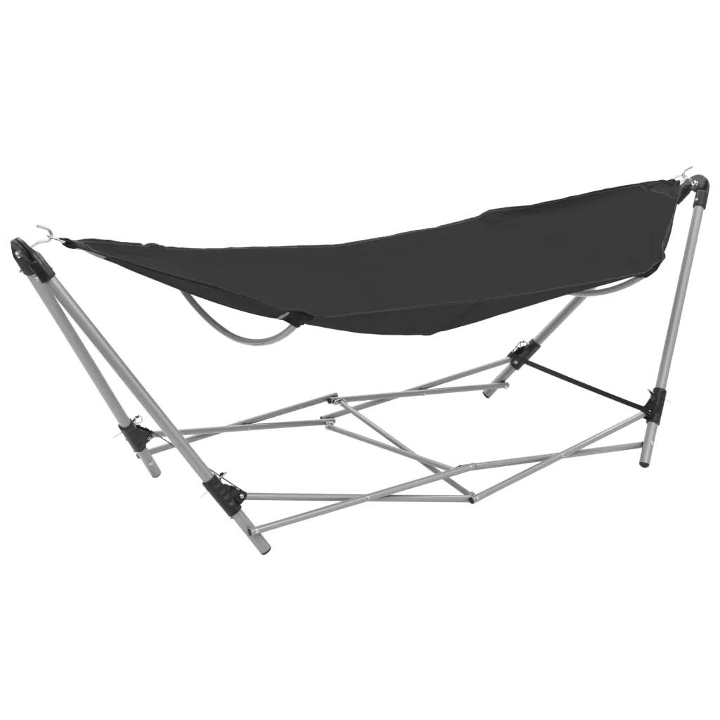 vidaXL Hammock with Foldable Stand Black