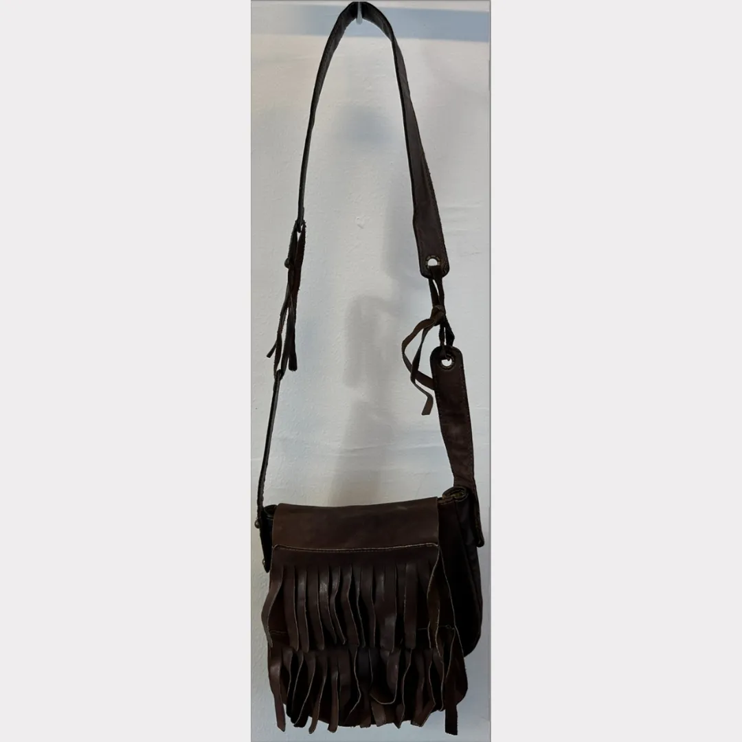 Vintage 1960s Leather Fringe Shoulder Bag