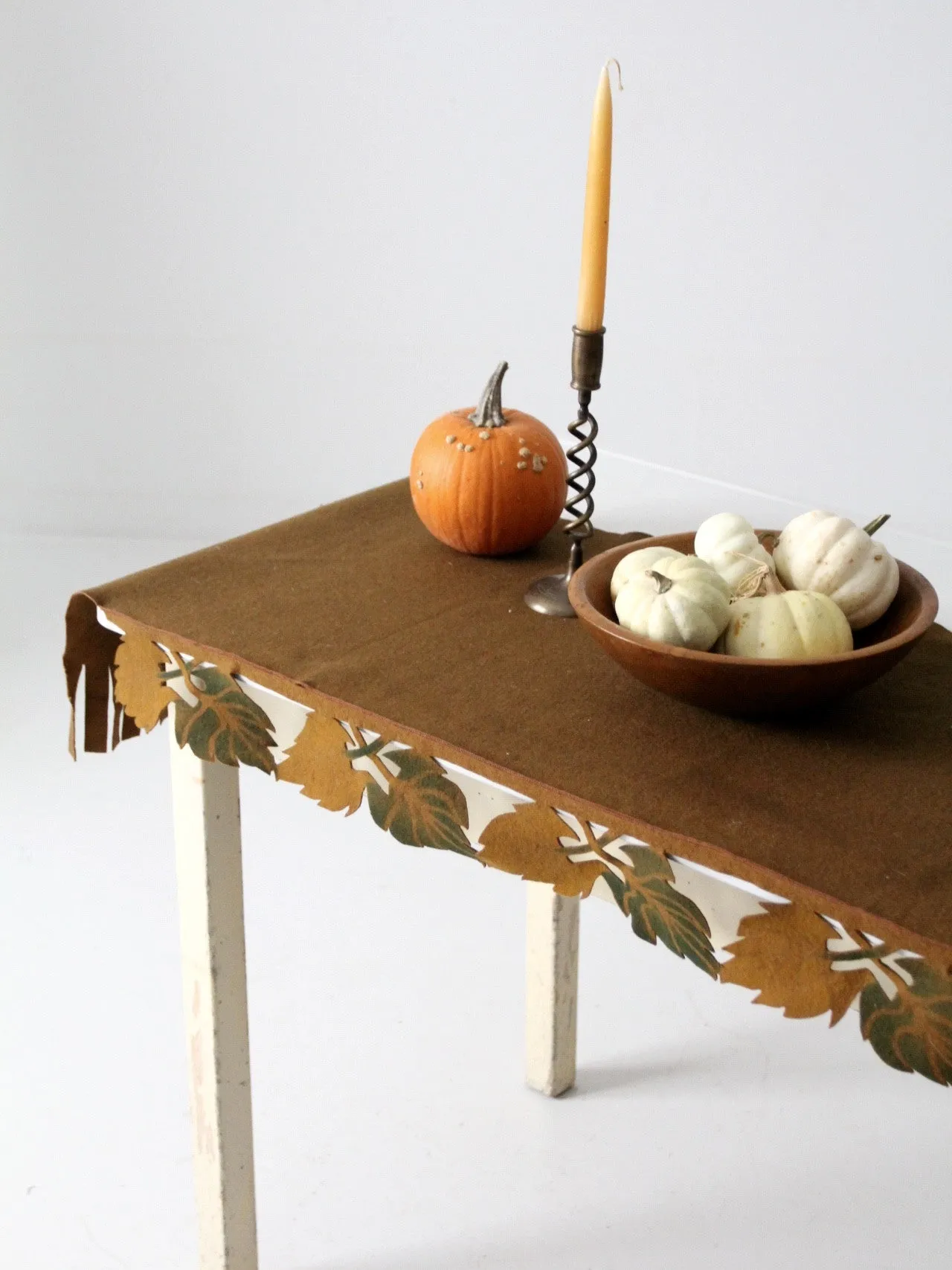 vintage felt table runner with autumn leaf design