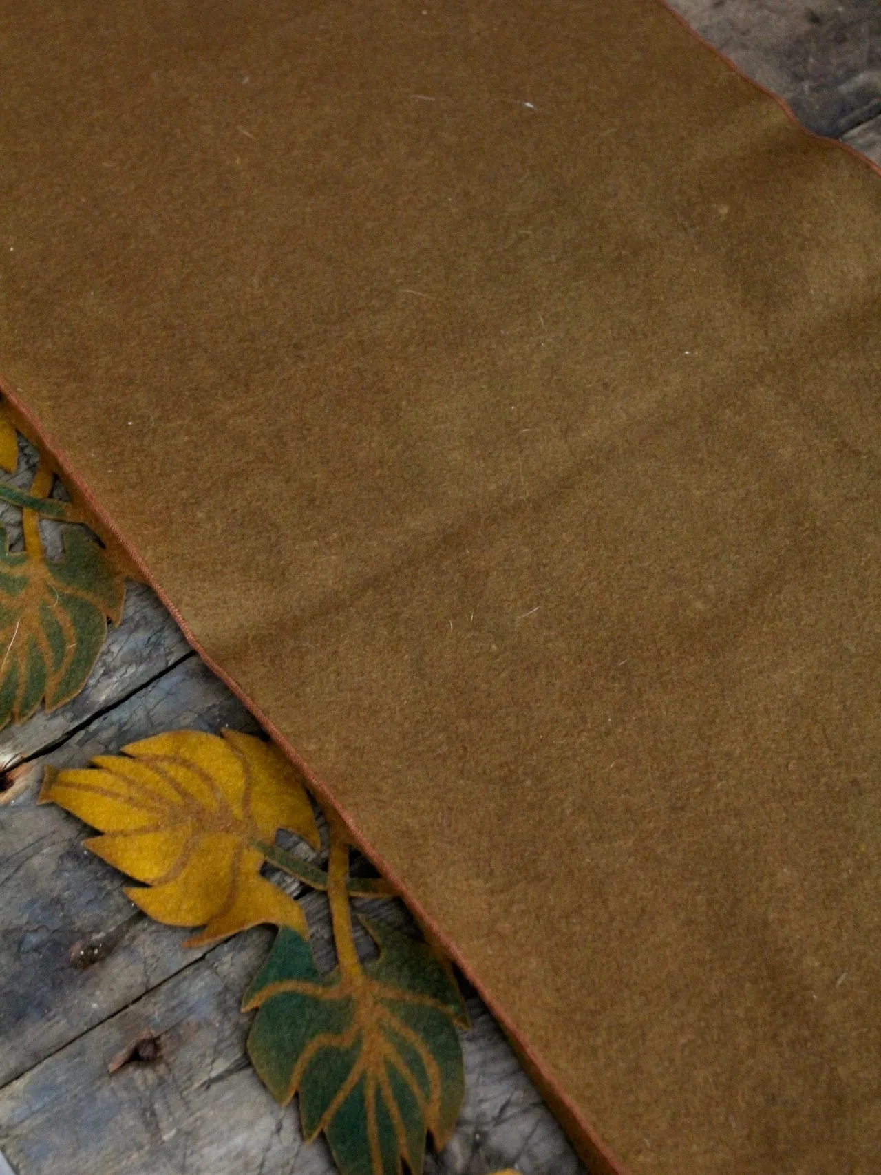 vintage felt table runner with autumn leaf design