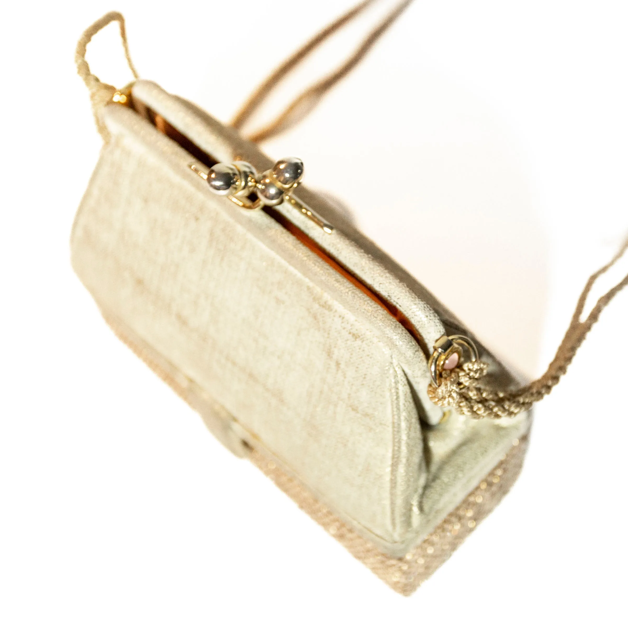 Vintage Gold Suede and Crystal Embellished Minaudière