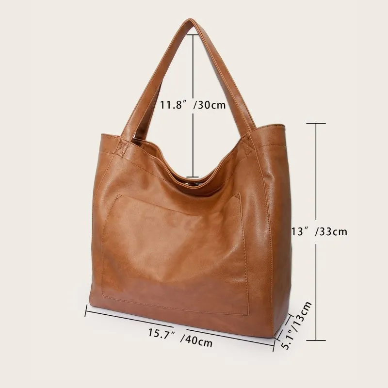 Vintage Oil Wax Leather Large Capacity Tote Bag for Women