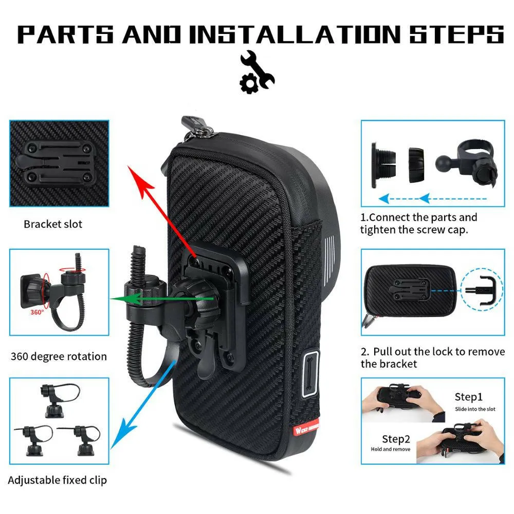 Waterproof Bicycle Front Bag Mobile Phone handlebar Mount Bag For 6.5 inch iPhone Samsung Phone Mount Cycling Bag