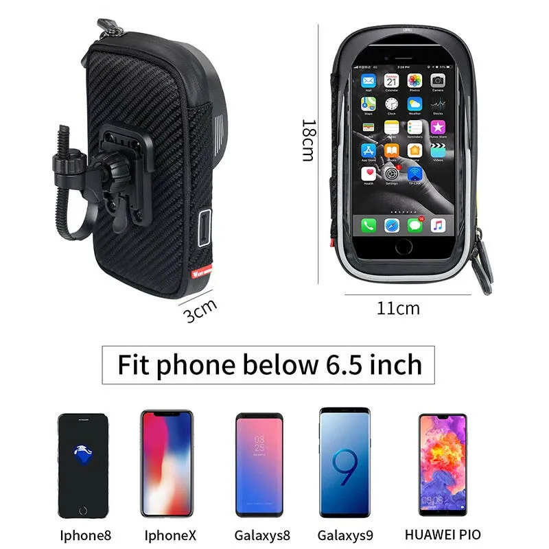 Waterproof Bicycle Front Bag Mobile Phone handlebar Mount Bag For 6.5 inch iPhone Samsung Phone Mount Cycling Bag