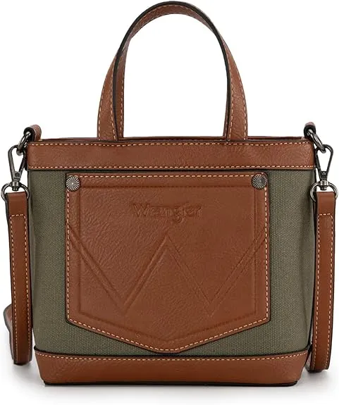 WG142-2005  Wrangler Canvas Mini Top Handle Tote//Crossbody - Army