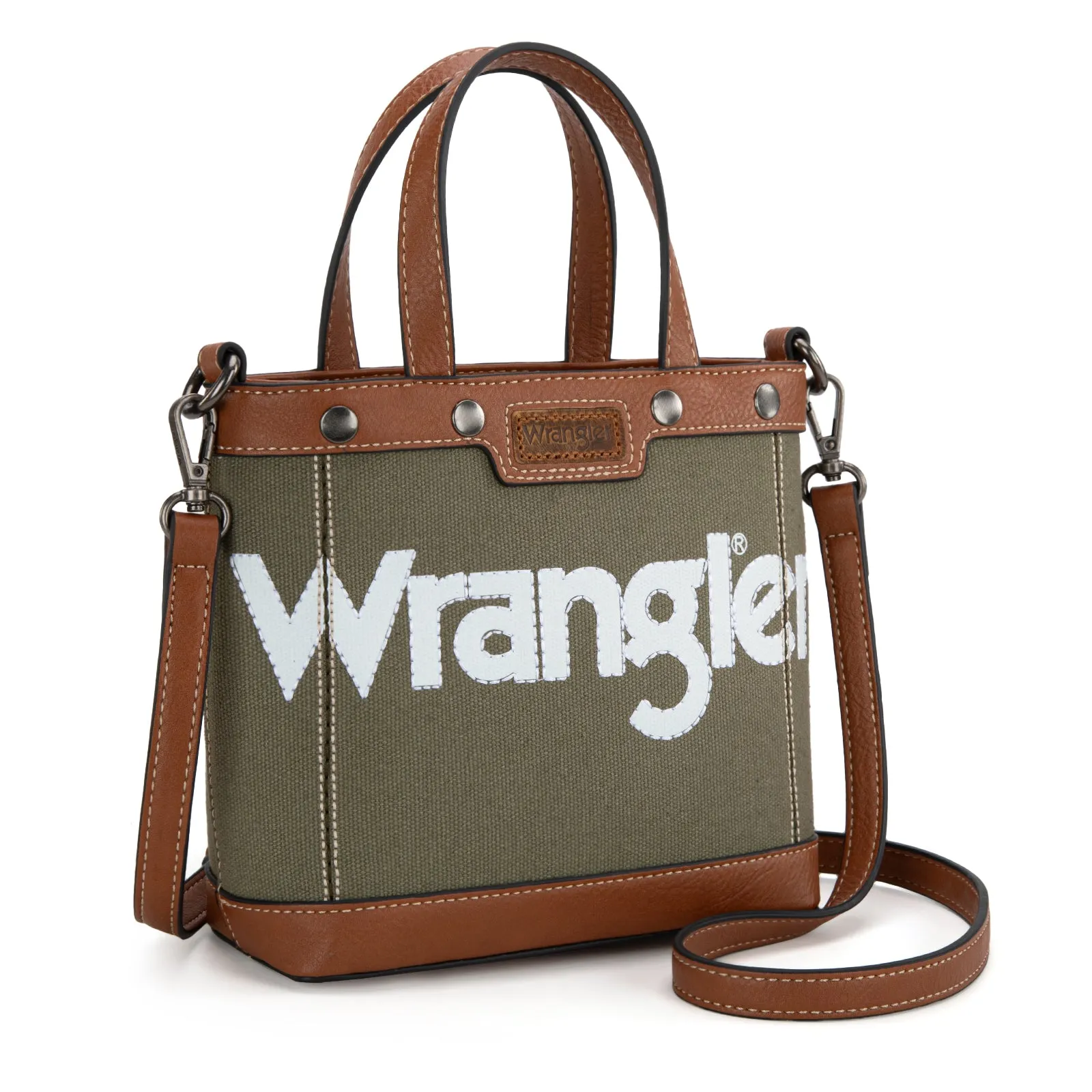 WG142-2005  Wrangler Canvas Mini Top Handle Tote//Crossbody - Army