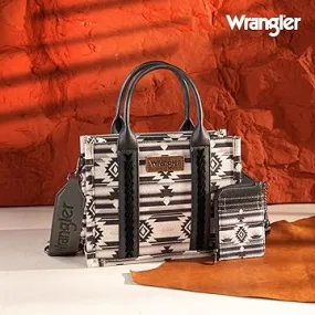 WG2203-8120SW  Wrangler Aztec Small Tote/Crossbody and Card Case Set 2Pc- Black