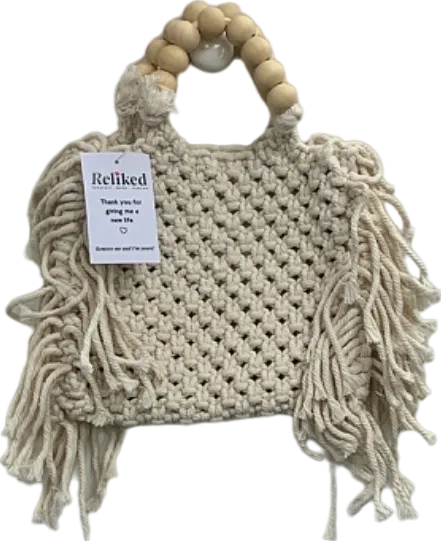 White Macramé Handbag One Size