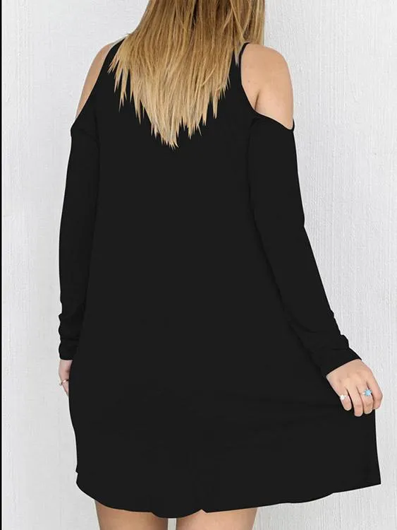 Wholesale Black V-Neck Long Sleeve Plain Crossed Front Mini Dress