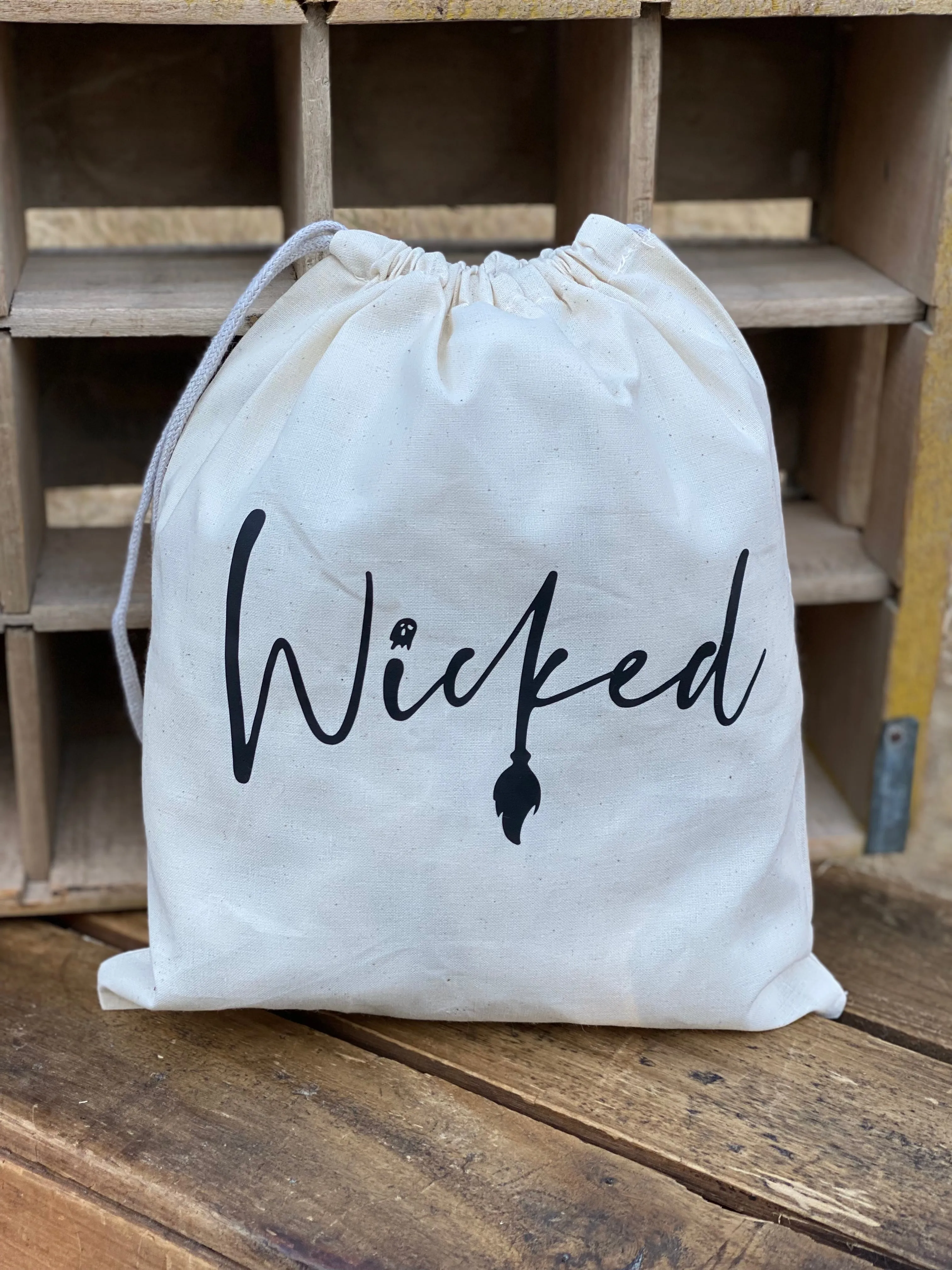 Wicked Cotton Tote Bag, Lightweight Thin Natural Cotton Tote Bag, Wicked Reusable Tote Bag, Halloween Tote, Farmers Market Bag