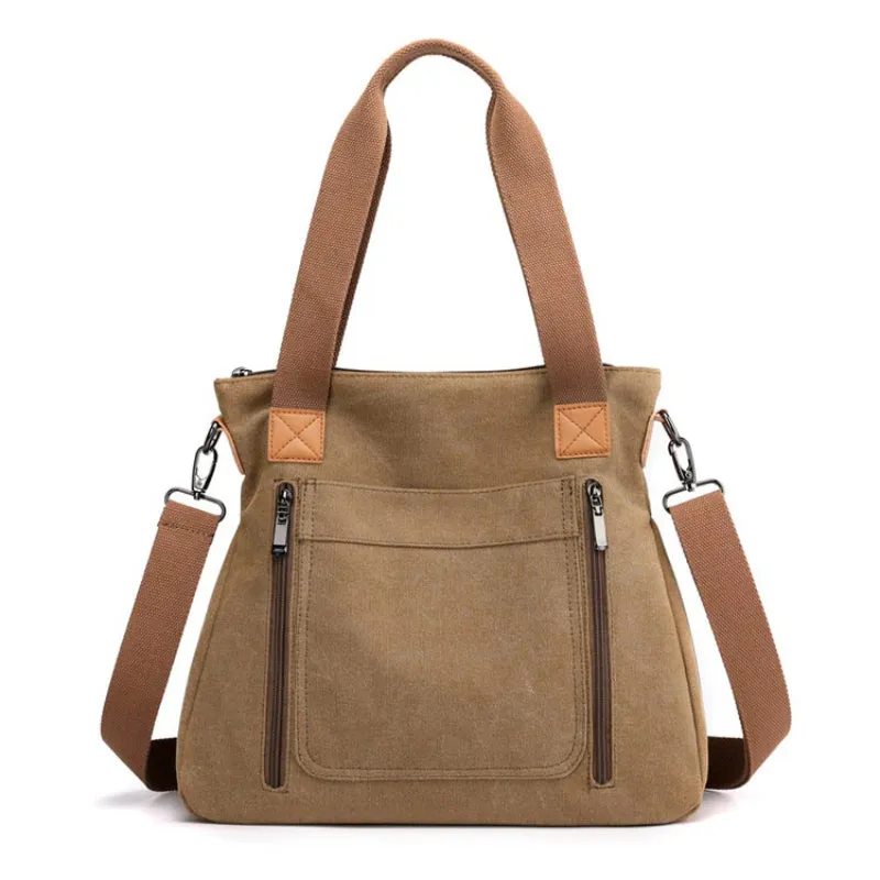 Women's High-Quality Canvas Shoulder Bag with Top Handle